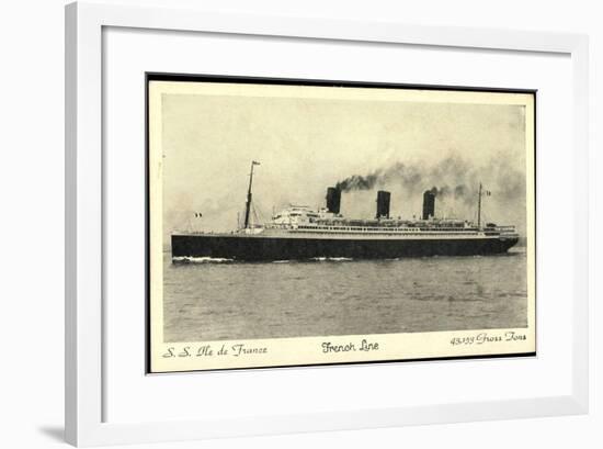 S.S. Ile De France, French Line, Cgt, Dampfschiff-null-Framed Giclee Print