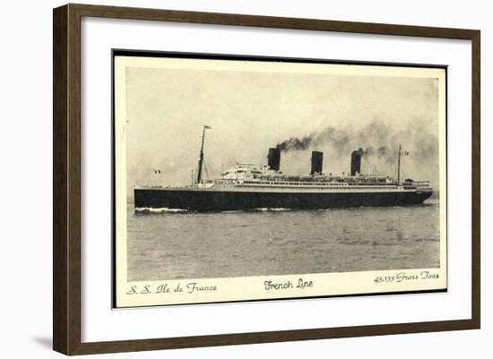 S.S. Ile De France, French Line, Cgt, Dampfschiff-null-Framed Giclee Print