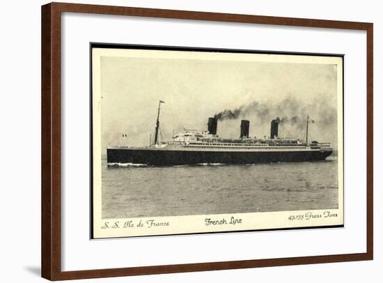 S.S. Ile De France, French Line, Cgt, Dampfschiff-null-Framed Giclee Print