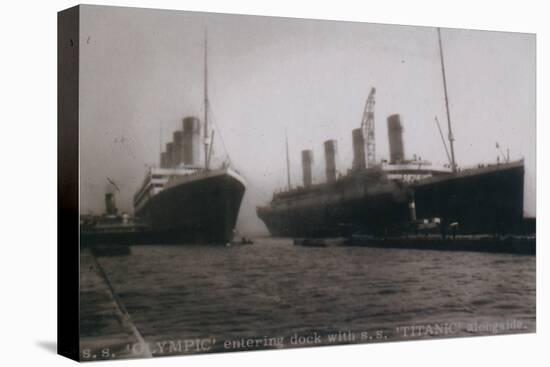 S.S. Olympic entering dock with S.S. Titanic alongside, 1912-null-Stretched Canvas