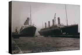 S.S. Olympic entering dock with S.S. Titanic alongside, 1912-null-Stretched Canvas