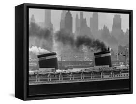 S.S. United States Sailing in New York Harbor-Andreas Feininger-Framed Stretched Canvas