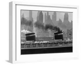 S.S. United States Sailing in New York Harbor-Andreas Feininger-Framed Photographic Print