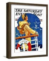 "S. S. Vacation," Saturday Evening Post Cover, July 20, 1929-Elbert Mcgran Jackson-Framed Giclee Print