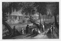 Cafes on a Branch of the Barrada River (The Ancient Pharpa), Damascus, Syria, 1841-S Smith-Stretched Canvas