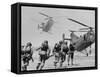 S. Vietnamese ARVN Paratroopers Running to Board 2 Ch 21 Shawnee Helicopters in Mekong Delta-Larry Burrows-Framed Stretched Canvas