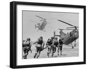 S. Vietnamese ARVN Paratroopers Running to Board 2 Ch 21 Shawnee Helicopters in Mekong Delta-Larry Burrows-Framed Photographic Print