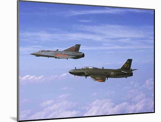 Saab J 32 Lansen And Saab 35 Draken Fighters of the Swedish Air Force Historic Flight-Stocktrek Images-Mounted Photographic Print