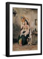 Saada, the Wife of Abraham Benchimol, and Préciada, One of their Daughters, 1832-Eugene Delacroix-Framed Art Print