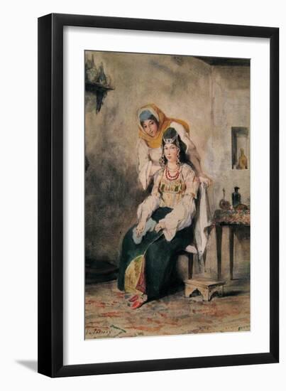 Saada, the Wife of Abraham Benchimol, and Préciada, One of their Daughters, 1832-Eugene Delacroix-Framed Art Print