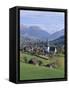 Saanen Village Church in Foreground, Switzerland-Richard Ashworth-Framed Stretched Canvas