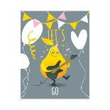 Funny Pear Holding Playing Electric Guitar-sabelskaya-Framed Art Print