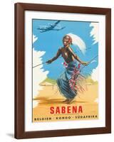 Sabena Airlines, Belgium - Congo - South Africa c.1950s-C^ J^ Pub-Framed Giclee Print