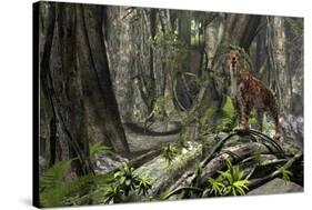 Saber-Toothed Tiger in a Prehistoric Forest-null-Stretched Canvas