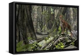 Saber-Toothed Tiger in a Prehistoric Forest-null-Framed Stretched Canvas