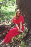 Young Woman Outdoors Wearing a Red Hat-Sabine Rosch-Photographic Print