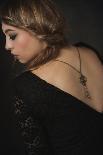 Young Woman Wearing Black Dress with Key on Necklace-Sabine Rosch-Photographic Print