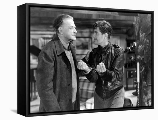 SABOTEUR, 1942 directed by ALFRED HITCHCOCK Vaughan Glaser / Robert Cummings (b/w photo)-null-Framed Stretched Canvas