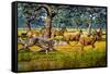 Sabre-toothed Cat Chasing Prey-Mauricio Anton-Framed Stretched Canvas