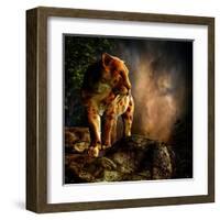 Sabre-Toothed Cat on the Prowl-null-Framed Art Print