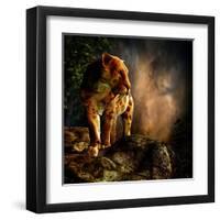 Sabre-Toothed Cat on the Prowl-null-Framed Art Print