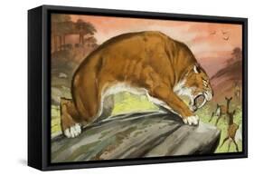 Sabre-Toothed Tiger Out Hunting-Angus Mcbride-Framed Stretched Canvas