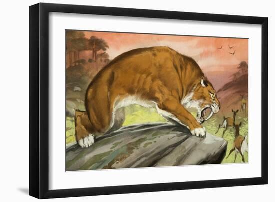 Sabre-Toothed Tiger Out Hunting-Angus Mcbride-Framed Giclee Print