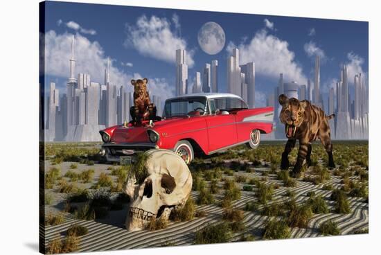 Sabre-Toothed Tigers Find a 1950's American Chevrolet and Signs of Civilization-null-Stretched Canvas