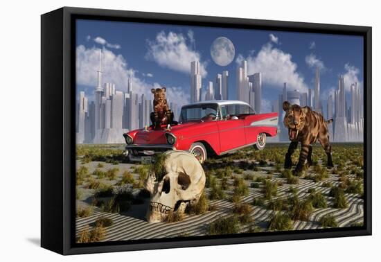 Sabre-Toothed Tigers Find a 1950's American Chevrolet and Signs of Civilization-null-Framed Stretched Canvas
