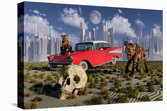 Sabre-Toothed Tigers Find a 1950's American Chevrolet and Signs of Civilization-null-Stretched Canvas