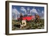 Sabre-Toothed Tigers Find a 1950's American Chevrolet and Signs of Civilization-null-Framed Premium Giclee Print