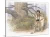 Sacagawea and Her Son are Kneeling Down, Looking at a Large Frog or Toad-Roger Cooke-Stretched Canvas