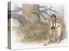 Sacagawea and Her Son are Kneeling Down, Looking at a Large Frog or Toad-Roger Cooke-Stretched Canvas