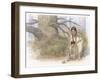 Sacagawea and Her Son are Kneeling Down, Looking at a Large Frog or Toad-Roger Cooke-Framed Giclee Print