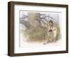 Sacagawea and Her Son are Kneeling Down, Looking at a Large Frog or Toad-Roger Cooke-Framed Giclee Print