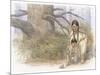 Sacagawea and Her Son are Kneeling Down, Looking at a Large Frog or Toad-Roger Cooke-Mounted Giclee Print