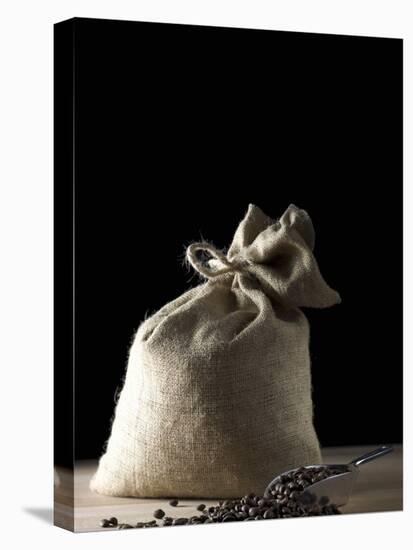 Sack of Coffee Beans with Coffee Beans in Scoop-Jean-Michel Georges-Stretched Canvas