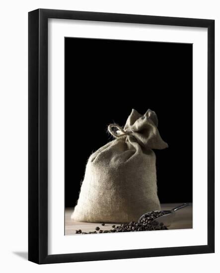 Sack of Coffee Beans with Coffee Beans in Scoop-Jean-Michel Georges-Framed Photographic Print