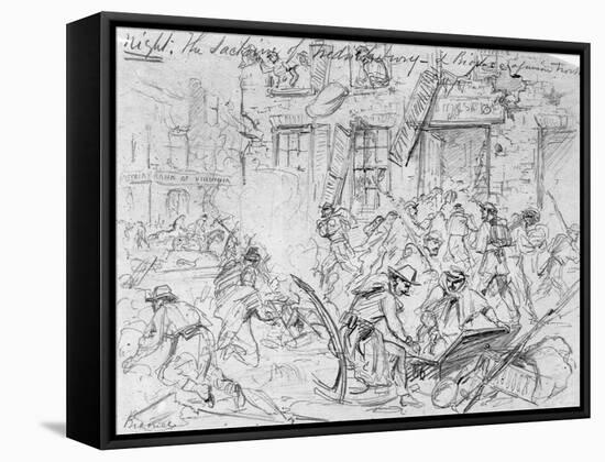 Sacking of Fredericksburg-null-Framed Stretched Canvas