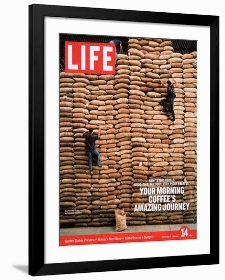 Sacks of Coffee Beans in Colombian Warehouse, January 14, 2005-Livia Corona-Framed Photographic Print