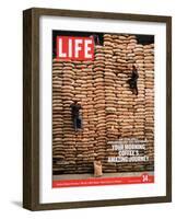 Sacks of Coffee Beans in Colombian Warehouse, January 14, 2005-Livia Corona-Framed Photographic Print