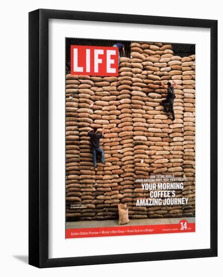 Sacks of Coffee Beans in Colombian Warehouse, January 14, 2005-Livia Corona-Framed Photographic Print