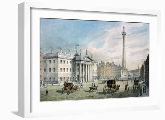 Sackville Street, Dublin, Showing the Post Office and Nelson's Column-Samuel Frederick Brocas-Framed Giclee Print