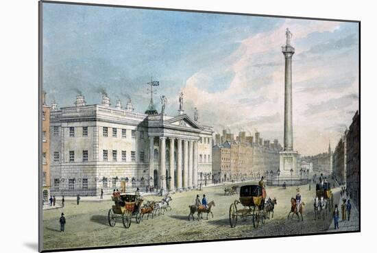 Sackville Street, Dublin, Showing the Post Office and Nelson's Column-Samuel Frederick Brocas-Mounted Giclee Print