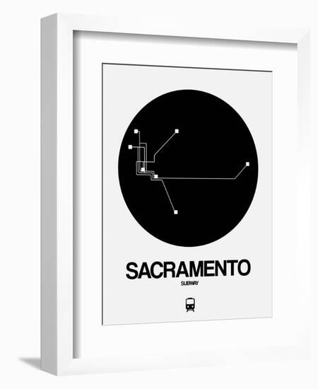 Sacramento Black Subway Map-NaxArt-Framed Art Print