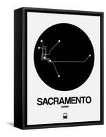 Sacramento Black Subway Map-NaxArt-Framed Stretched Canvas