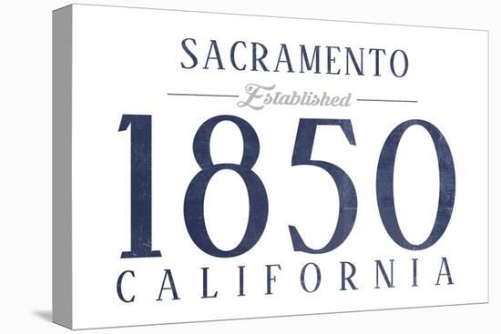 Sacramento, California - Established Date (Blue)-Lantern Press-Stretched Canvas