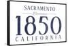 Sacramento, California - Established Date (Blue)-Lantern Press-Framed Stretched Canvas