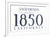 Sacramento, California - Established Date (Blue)-Lantern Press-Framed Art Print