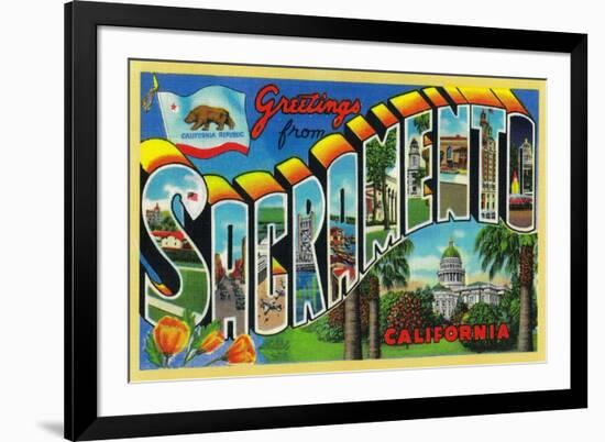 Sacramento, California - Large Letter Scenes-Lantern Press-Framed Art Print